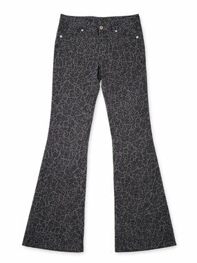 H&M Leopard Print Low Rise Flare Jeans US 2